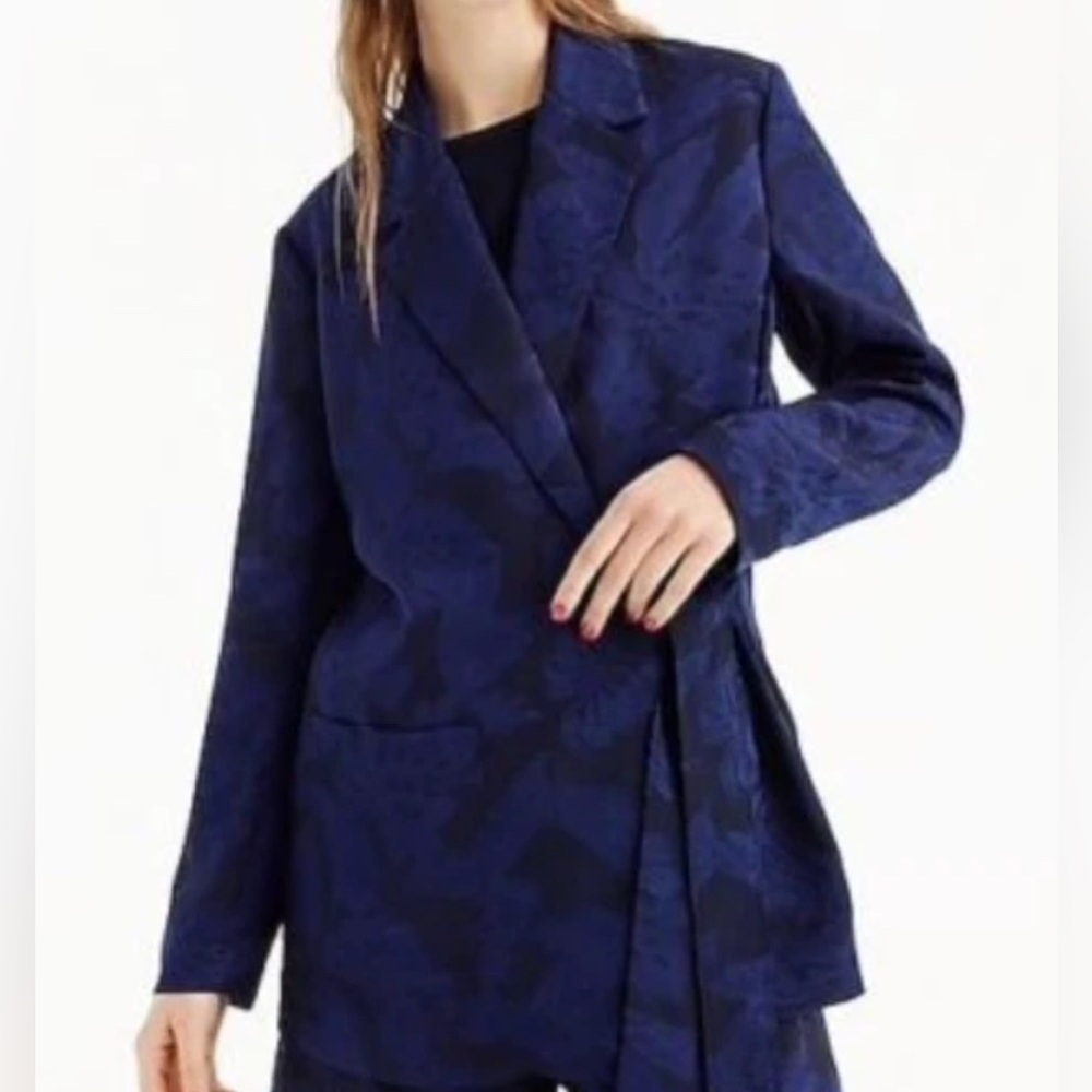J Crew Collection Tie-Close Jacquard Blazer Small